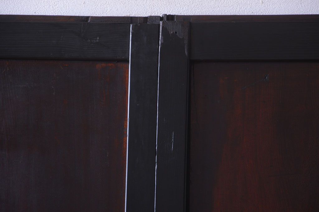 古民具・骨董　古い木味のアンティーク帯戸2枚セット(2)