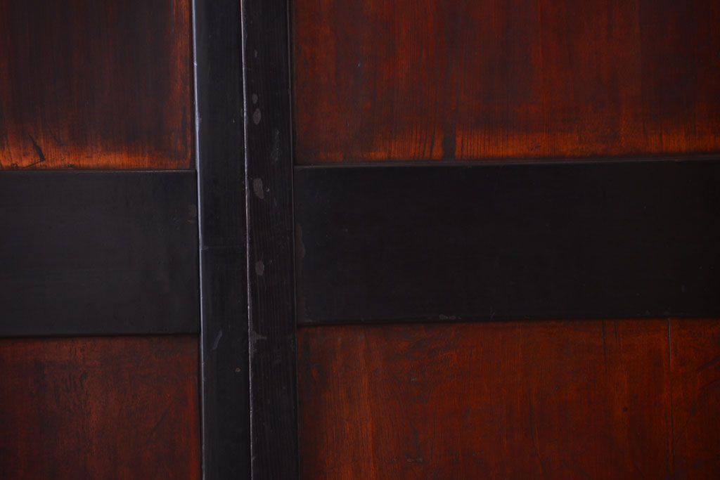 古民具・骨董　古い木味のアンティーク帯戸2枚セット(2)