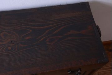 アンティーク家具　古民具・骨董　明治期　上手物!前面欅玉杢材のアンティーク帳場箪笥