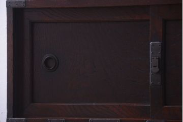 アンティーク家具　古民具・骨董　明治期　上手物!前面欅玉杢材のアンティーク帳場箪笥