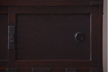 アンティーク家具　古民具・骨董　明治期　上手物!前面欅玉杢材のアンティーク帳場箪笥