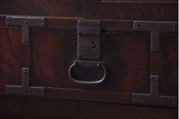 アンティーク家具　古民具・骨董　明治期　上手物!前面欅玉杢材のアンティーク帳場箪笥