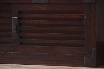 アンティーク家具　古民具・骨董　明治期　上手物!前面欅玉杢材のアンティーク帳場箪笥