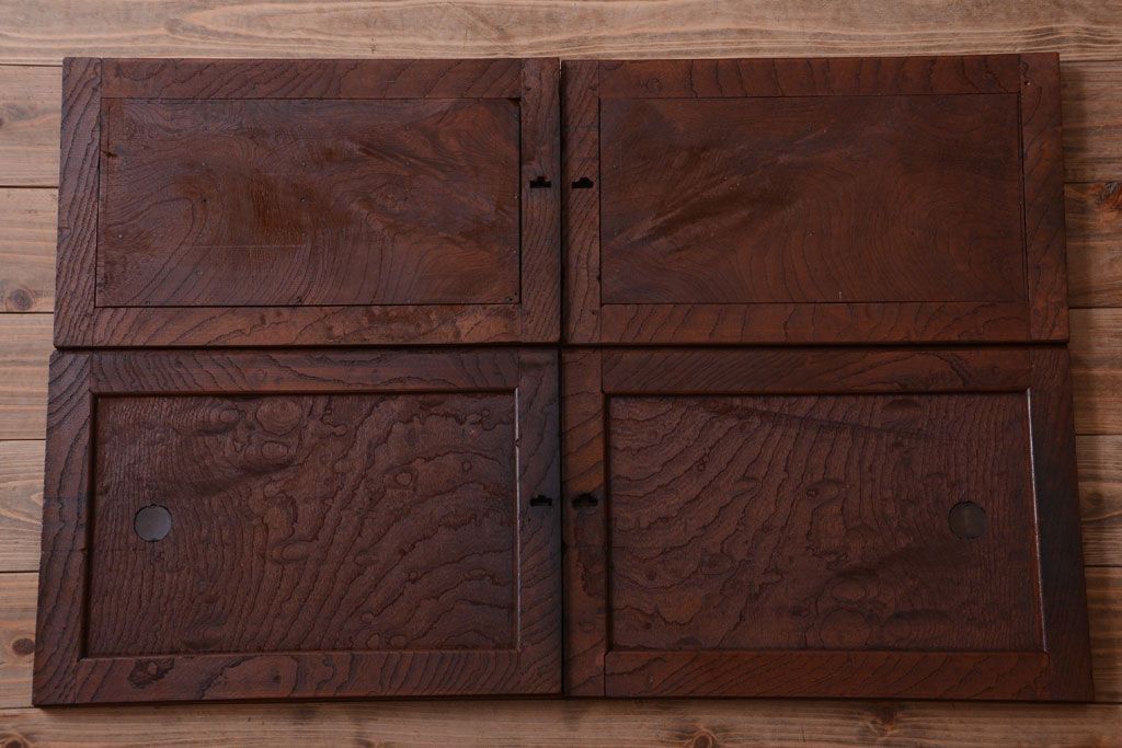 アンティーク家具　古民具・骨董　明治期　上手物!前面欅玉杢材のアンティーク帳場箪笥