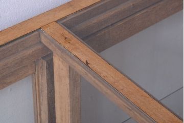 レトロ家具　昭和レトロ　古い木製のシンプルなアンティークガラスケース(ショーケース)(1)