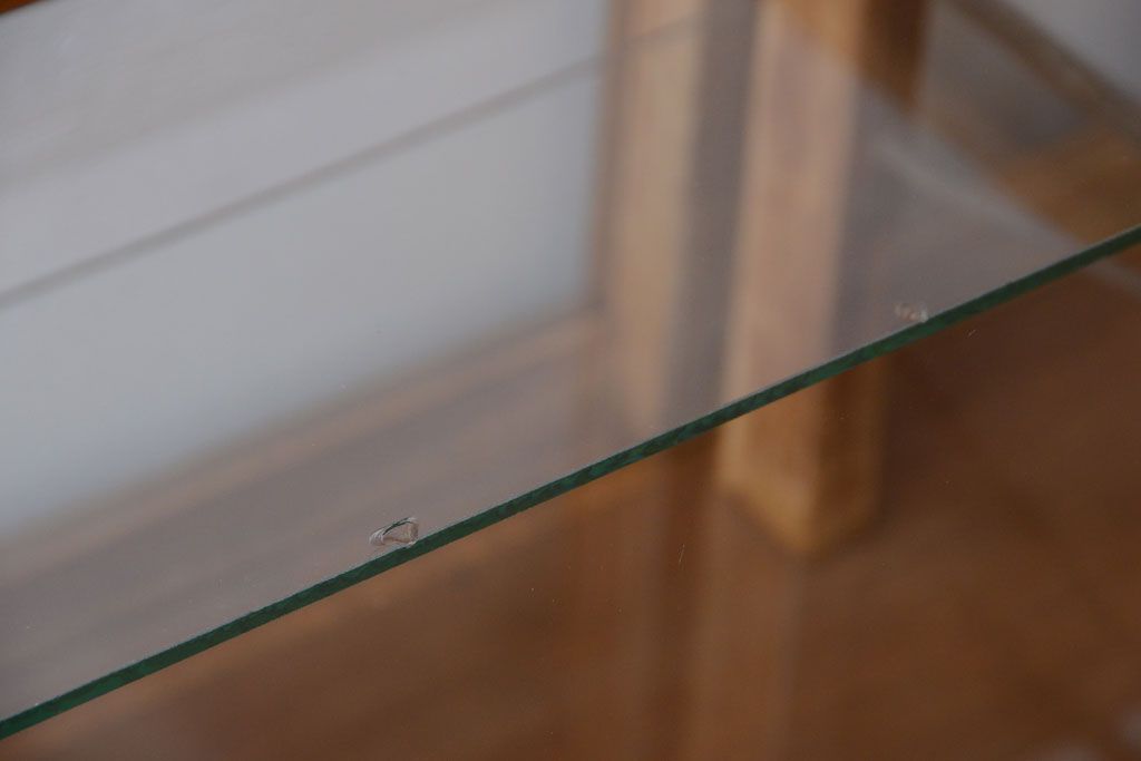 レトロ家具　昭和レトロ　古い木製のシンプルなアンティークガラスケース(ショーケース)(1)