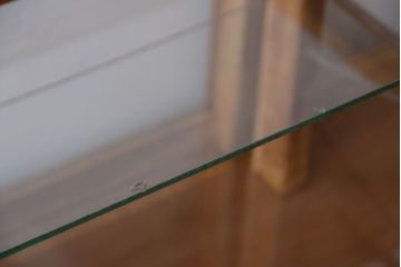 レトロ家具　昭和レトロ　古い木製のシンプルなアンティークガラスケース(ショーケース)(1)