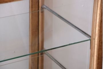 レトロ家具　昭和レトロ　古い木製のシンプルなアンティークガラスケース(ショーケース)(1)