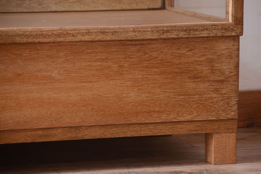 レトロ家具　昭和レトロ　古い木製のシンプルなアンティークガラスケース(ショーケース)(1)