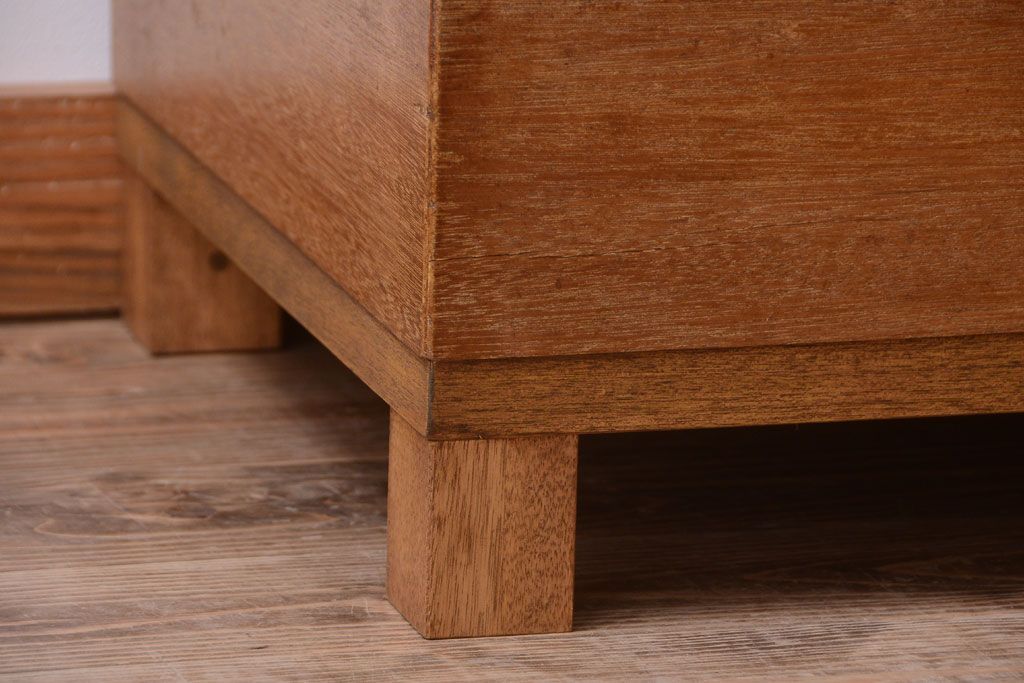 レトロ家具　昭和レトロ　古い木製のシンプルなアンティークガラスケース(ショーケース)(1)