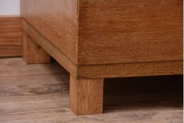 レトロ家具　昭和レトロ　古い木製のシンプルなアンティークガラスケース(ショーケース)(1)