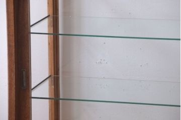 レトロ家具　昭和レトロ　古い木製のシンプルなアンティークガラスケース(ショーケース)(1)