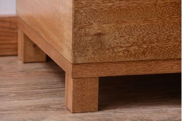 レトロ家具　昭和レトロ　古い木製のシンプルなアンティークガラスケース(ショーケース)(2)