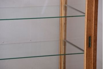 レトロ家具　昭和レトロ　古い木製のシンプルなアンティークガラスケース(ショーケース)(2)