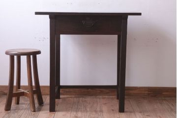 アンティーク家具　和製アンティーク　古い木製のシンプルな引き出し付き平机(デスク・テーブル)