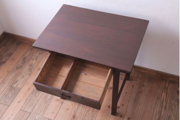 アンティーク家具　和製アンティーク　古い木製のシンプルな引き出し付き平机(デスク・テーブル)