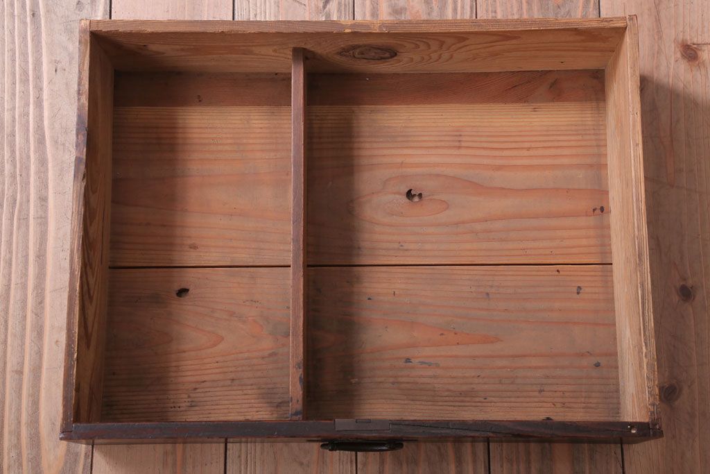 アンティーク家具　和製アンティーク　古い木製のシンプルな引き出し付き平机(デスク・テーブル)