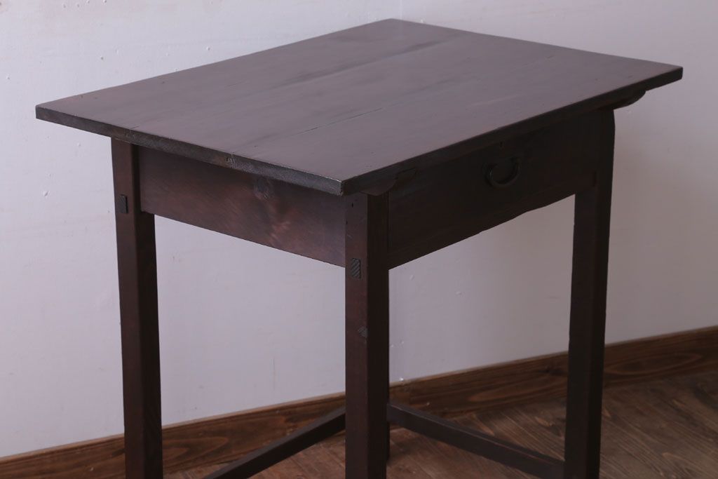 アンティーク家具　和製アンティーク　古い木製のシンプルな引き出し付き平机(デスク・テーブル)