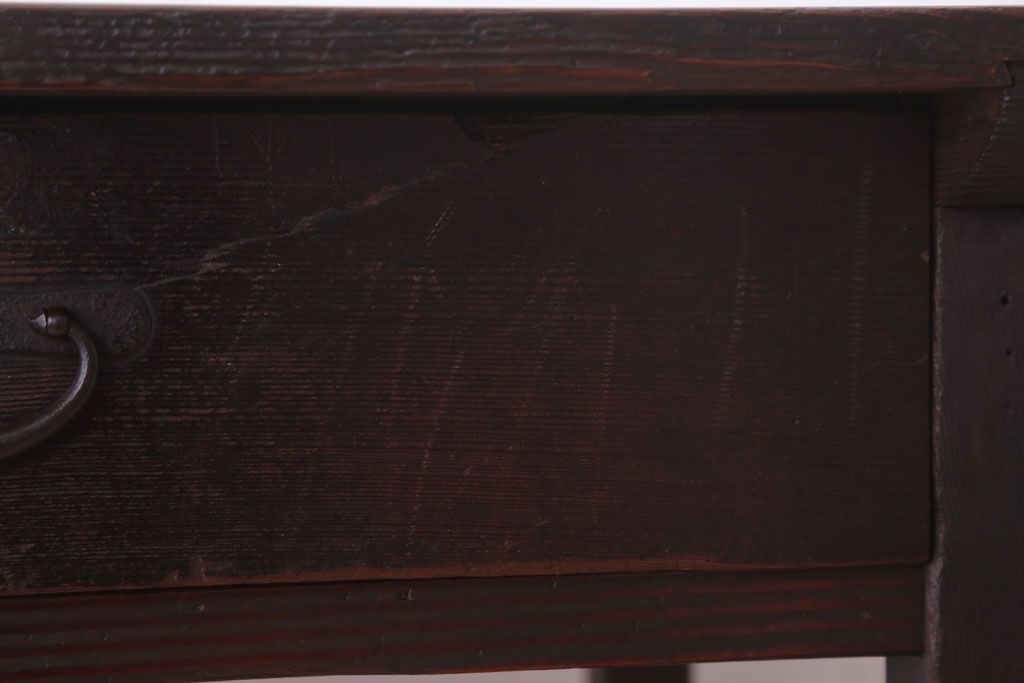 アンティーク家具　和製アンティーク　古い木製のシンプルな引き出し付き平机(デスク・テーブル)