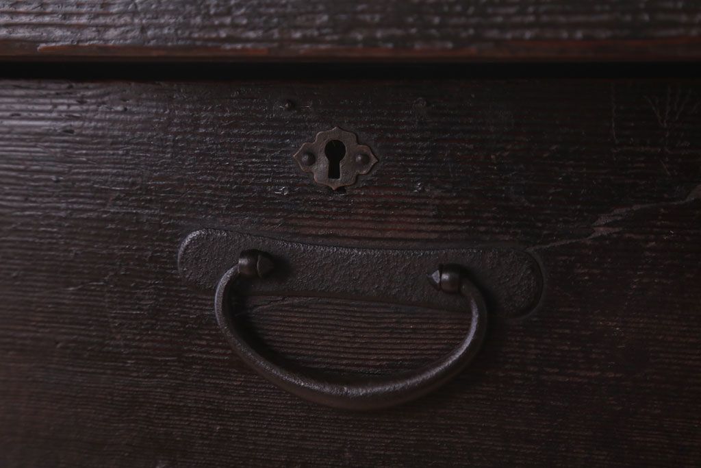 アンティーク家具　和製アンティーク　古い木製のシンプルな引き出し付き平机(デスク・テーブル)