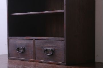 アンティーク家具　古民具・骨董　引き出し2杯付き!小ぶりな飾り棚(収納棚)