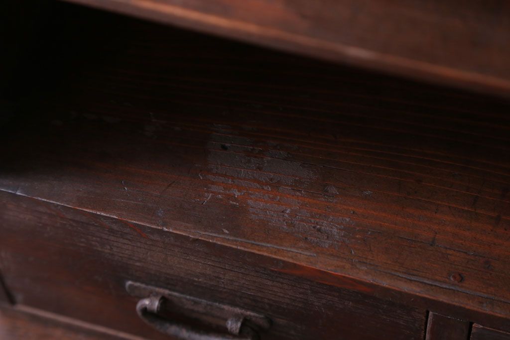 アンティーク家具　古民具・骨董　引き出し2杯付き!小ぶりな飾り棚(収納棚)