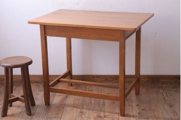 【N様ご成約分】アンティーク　シンプルでおしゃれな引き出し2杯付き平机(デスク)