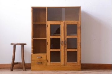 レトロ家具　昭和レトロ　引き出し・飾り棚・戸棚付き!アンティーク本箱