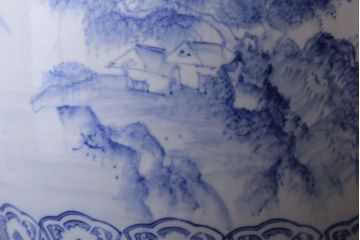 アンティーク雑貨　古民具・骨董　山水図　古い瀬戸火鉢(2)