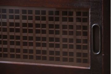 アンティーク家具　和製アンティーク　古い木製の組子引き戸茶箪笥(収納棚)