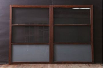 昭和レトロ　すり・クリアガラスの引き戸2枚セット(窓)