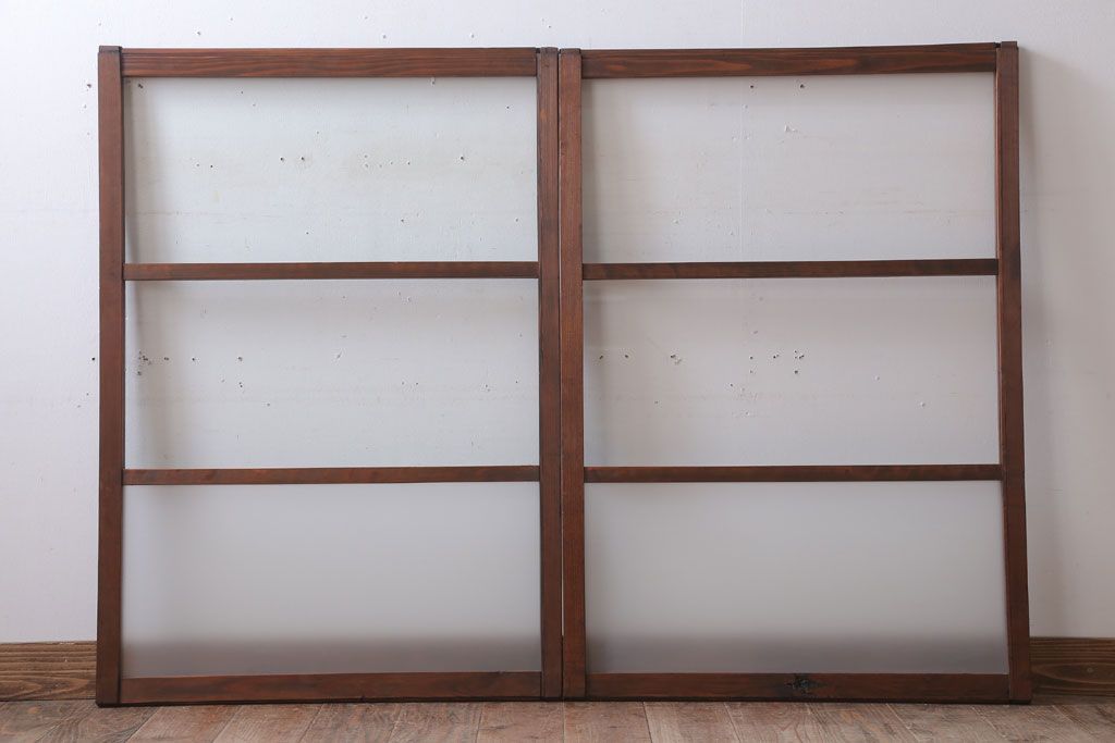 昭和レトロ　すり・クリアガラスの引き戸2枚セット(窓)