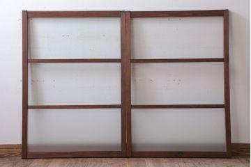 昭和レトロ　すり・クリアガラスの引き戸2枚セット(窓)