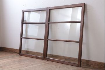 昭和レトロ　クリアガラスの引き戸2枚セット(窓)