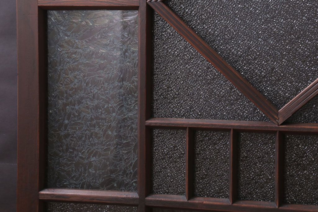 和製アンティーク　レトロモダンなガラス戸2枚セット(窓)