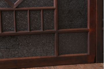 和製アンティーク　レトロモダンなガラス戸2枚セット(窓)