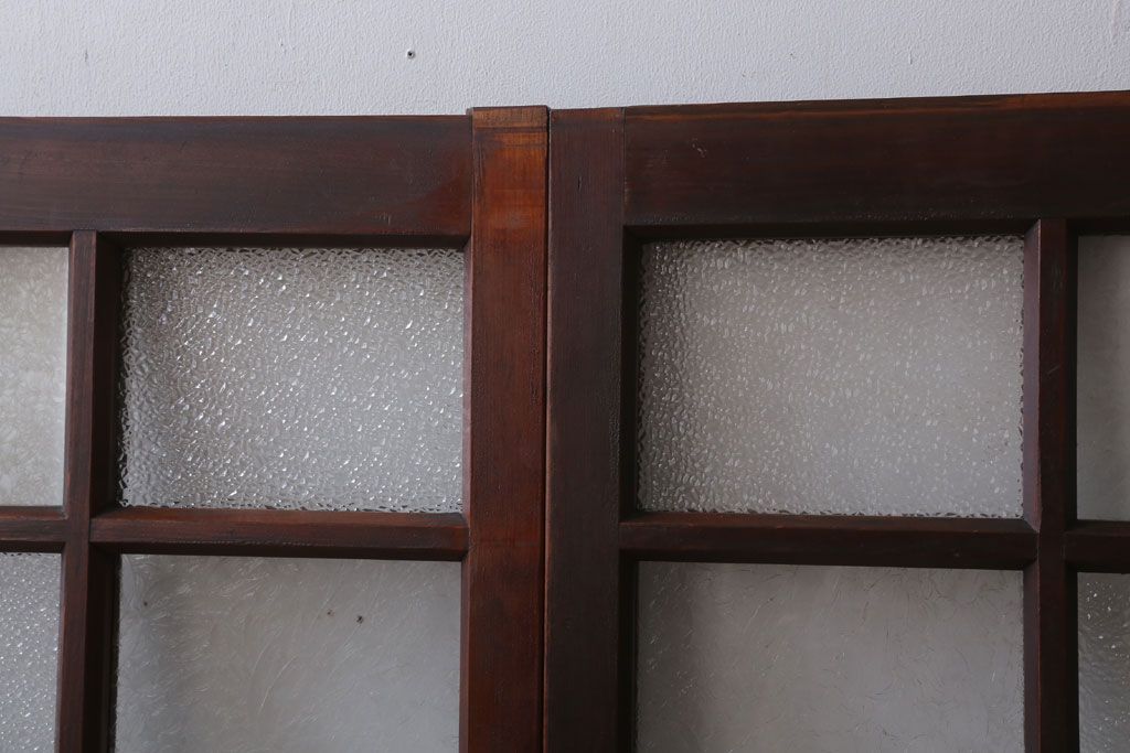 和製アンティーク　レトロモダンなガラス戸2枚セット(窓)