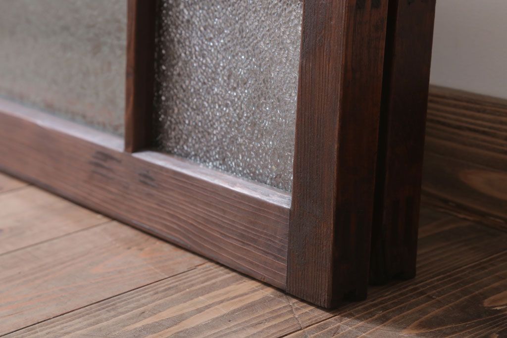 和製アンティーク　レトロモダンなガラス戸2枚セット(窓)