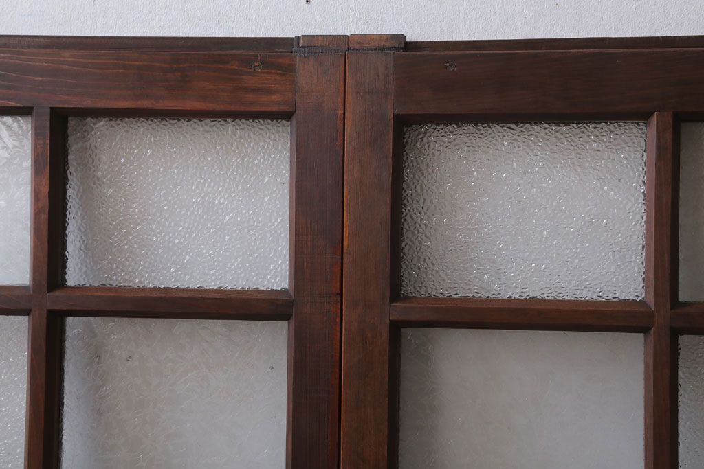 和製アンティーク　レトロモダンなガラス戸2枚セット(窓)