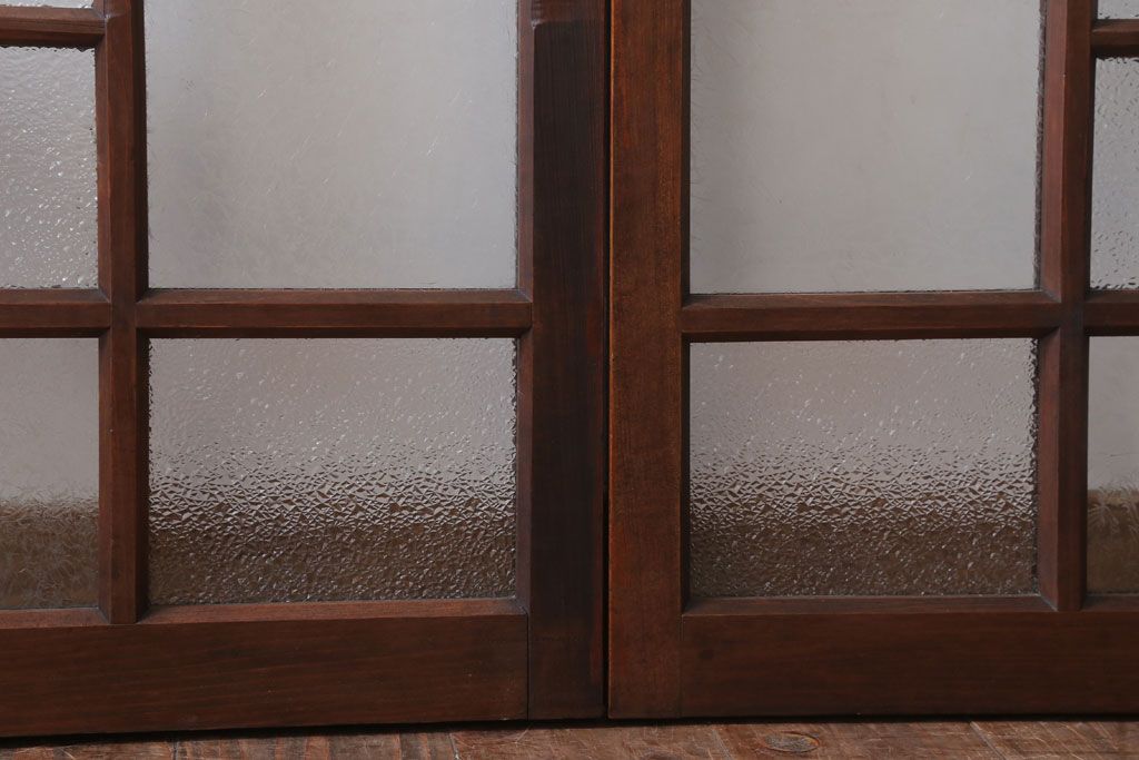 和製アンティーク　レトロモダンなガラス戸2枚セット(窓)