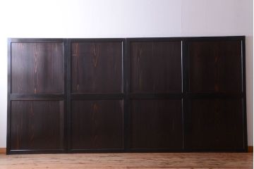 古民具・骨董　明治期　古い木味のアンティーク帯戸4枚セット