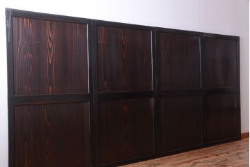 古民具・骨董　明治期　古い木味のアンティーク帯戸4枚セット