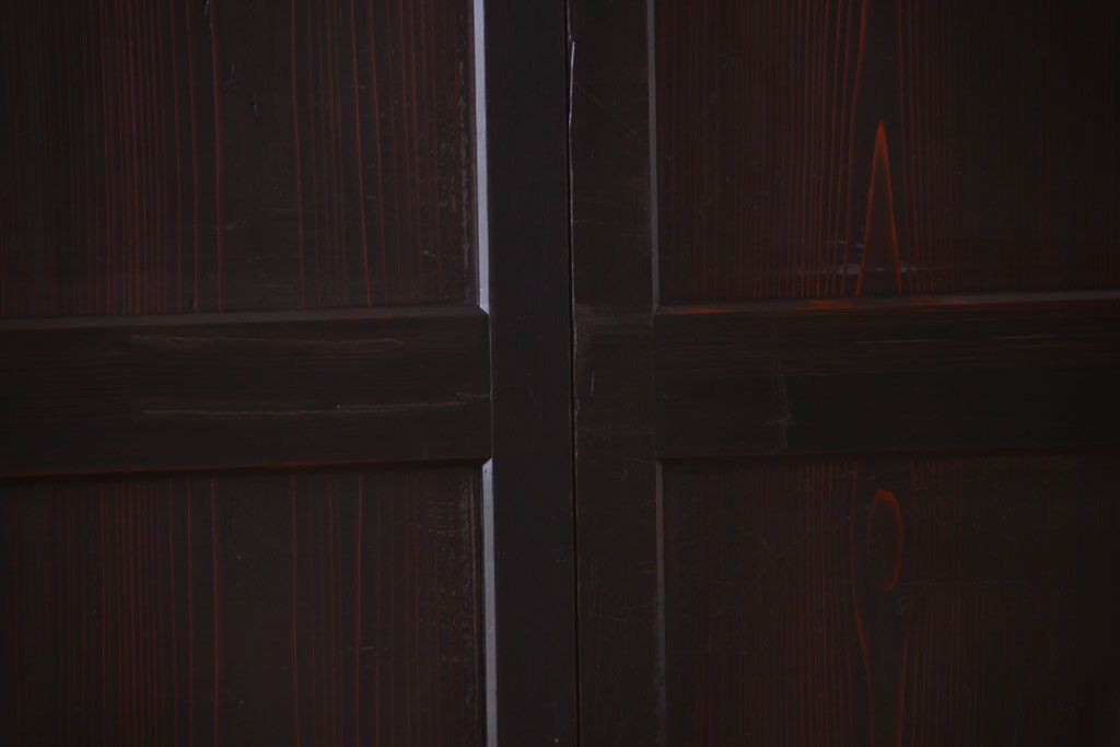 古民具・骨董　明治期　古い木味のアンティーク帯戸4枚セット