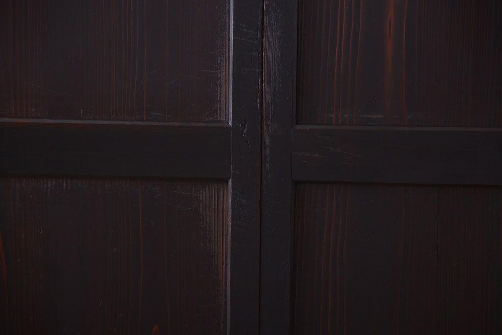 古民具・骨董　明治期　古い木味のアンティーク帯戸4枚セット