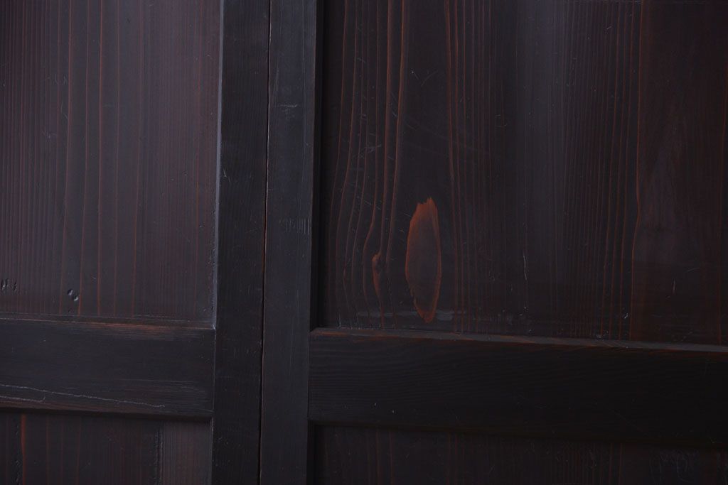 古民具・骨董　明治期　古い木味のアンティーク帯戸4枚セット