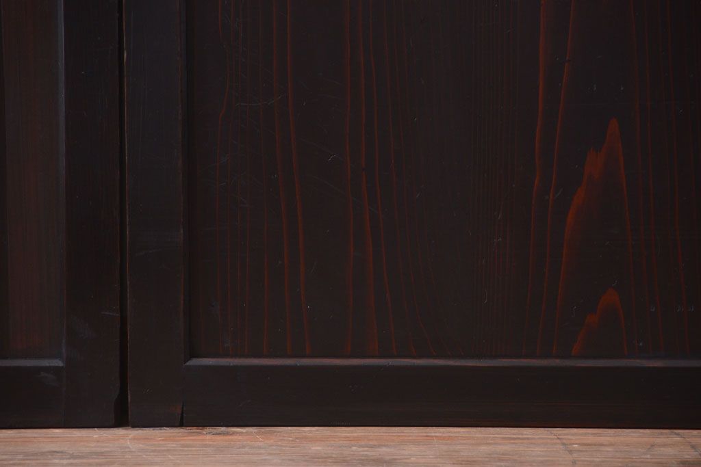 古民具・骨董　明治期　古い木味のアンティーク帯戸4枚セット