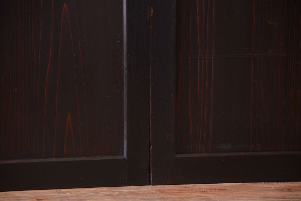 古民具・骨董　明治期　古い木味のアンティーク帯戸4枚セット