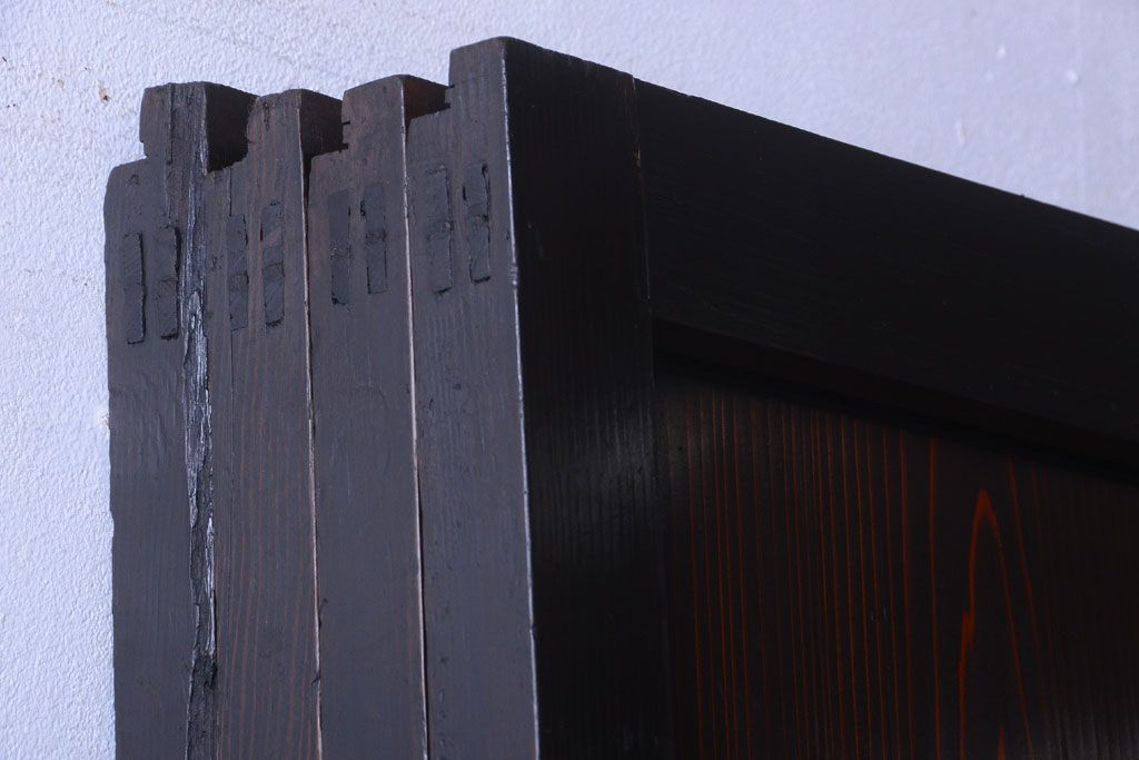 古民具・骨董　明治期　古い木味のアンティーク帯戸4枚セット