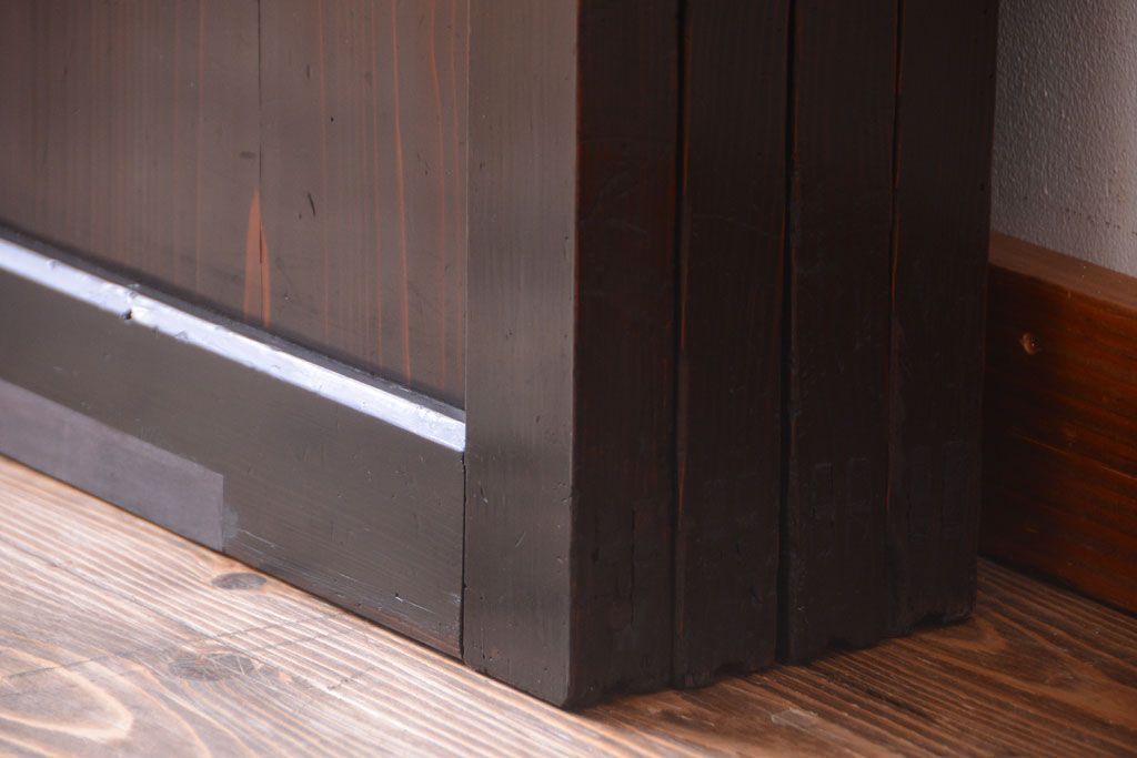 古民具・骨董　明治期　古い木味のアンティーク帯戸4枚セット