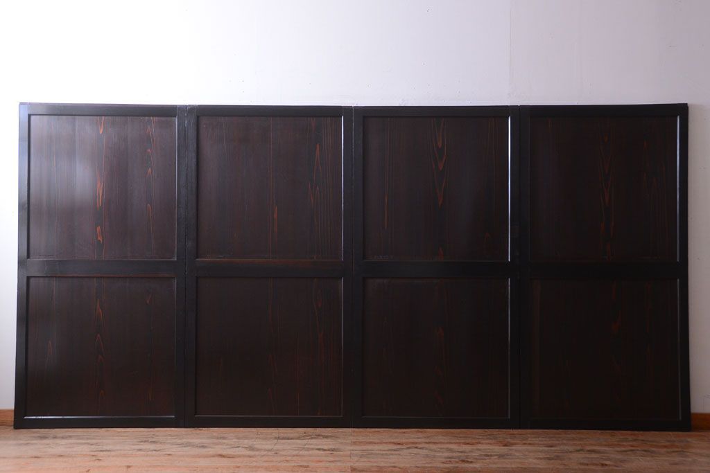 古民具・骨董　明治期　古い木味のアンティーク帯戸4枚セット